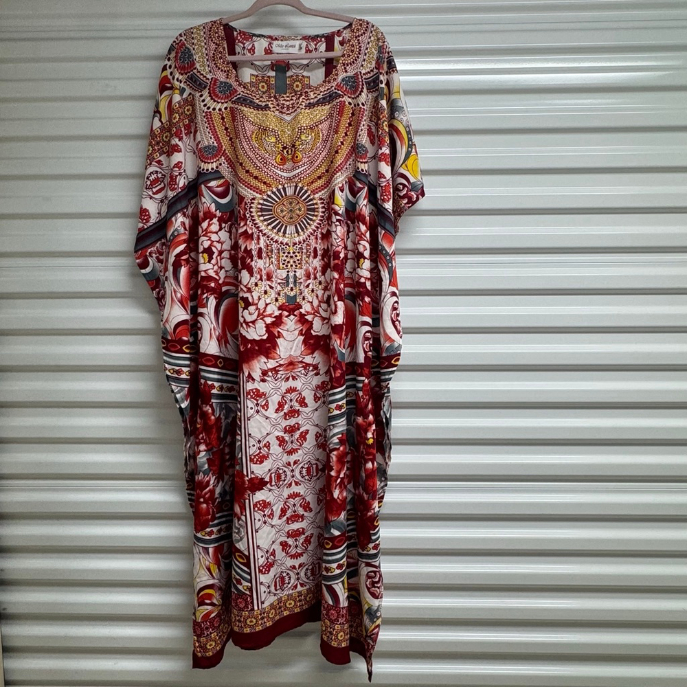 Miss Lavish London Kaftans Maxi Dress Red Size US 6-12
